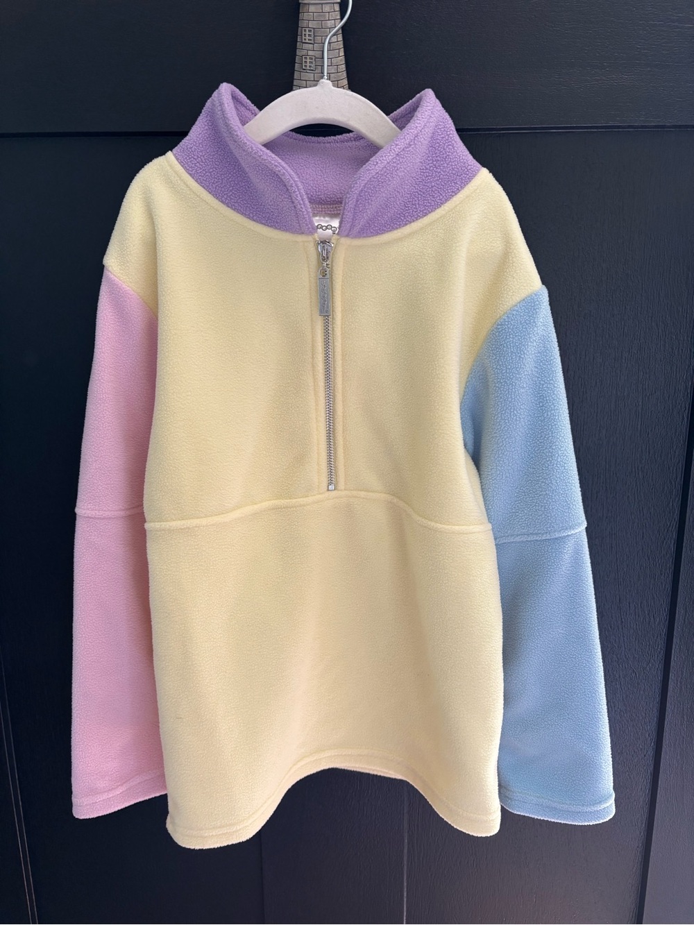 Kids Pastel Colorblock Half-Zip Fleece Hoodie